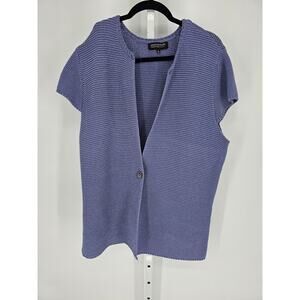 Jones New York Women's Purple Cap Sleeve Single Button Front Cardigan Size 3X